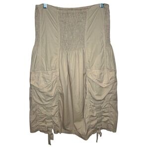 XCVI Wearables Tan Cargo Ruched Strapless Mini Dress Womens Medium Utility